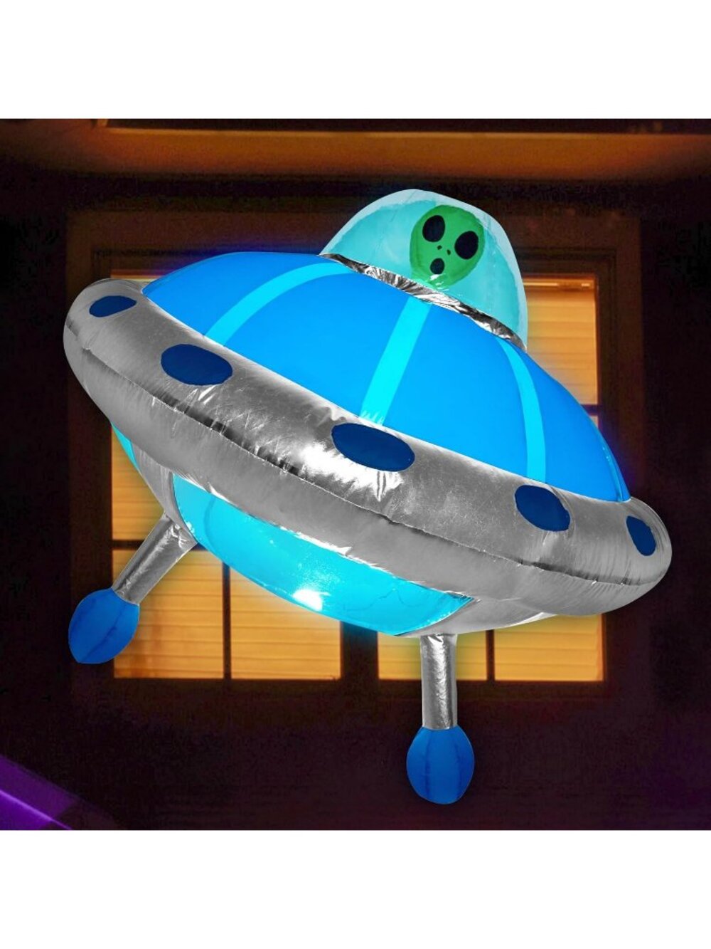 🎃4.5 FT Halloween Inflatable Alien Blow Up UFO Color Changing LEDs Yard Decor